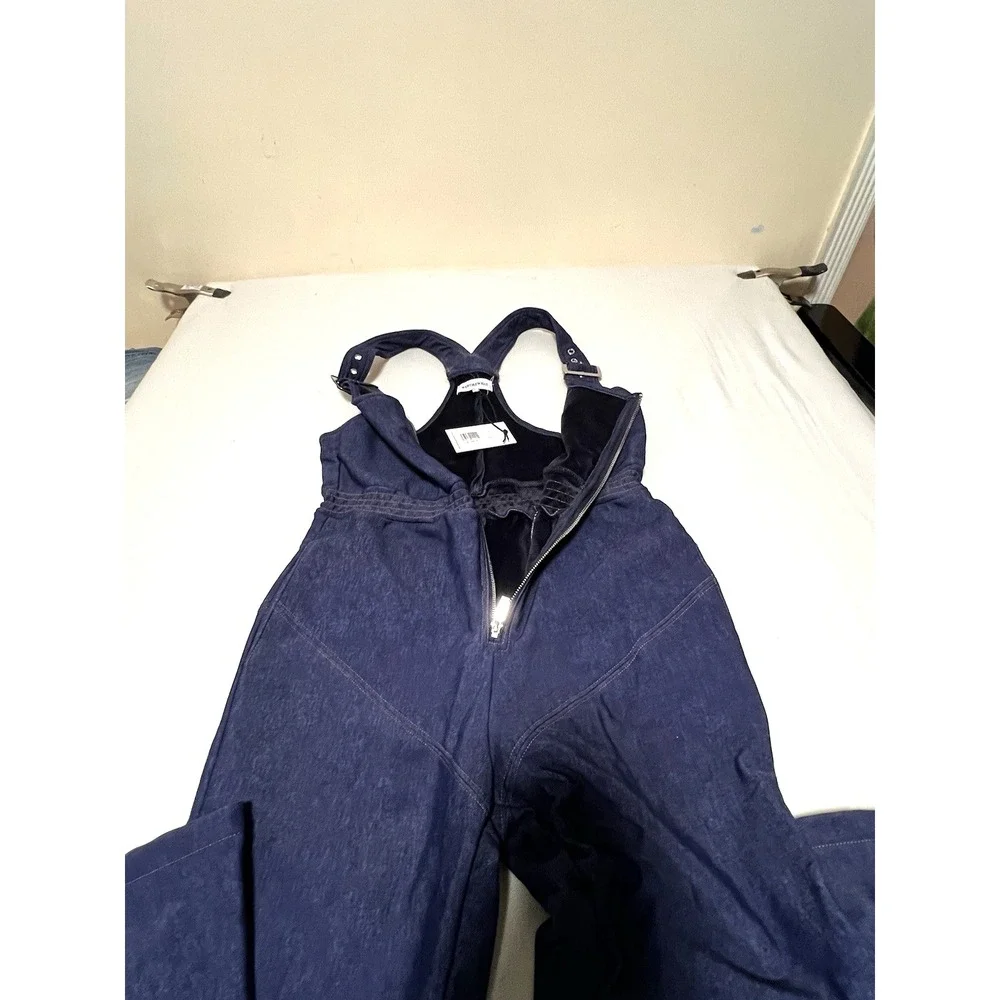 We Wore What Women's Sleeveless‎ Ski Suit Darkwash Denim Texture Size L